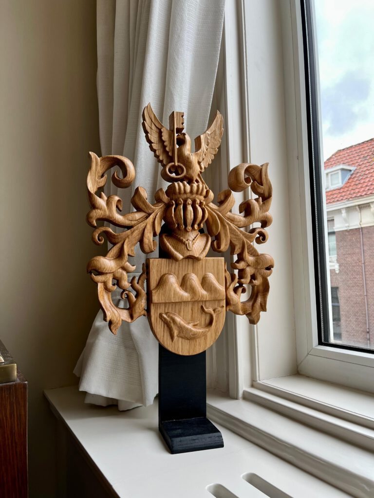 Personalized wooden family crest plaque handcrafted in fine wood