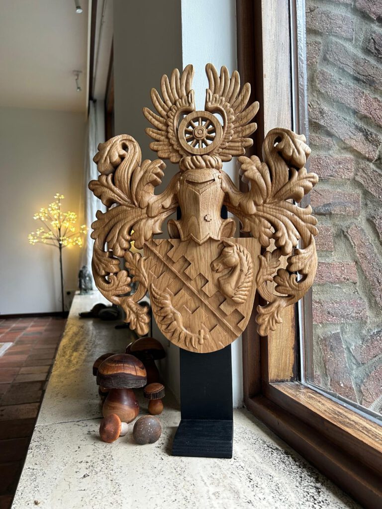 Wooden coat of arms - woodcarving family crest