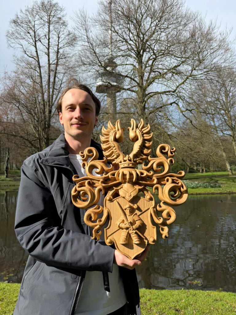 Woodcarving family crest - wooden coat of arms